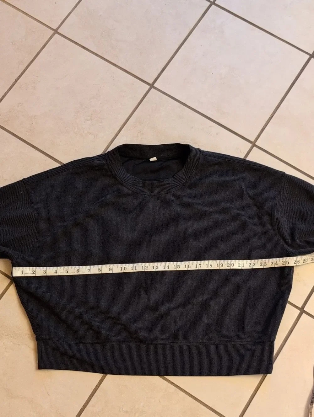 Lululemon Ribbed Softstreme Perfectly Oversized Cropped Crew Black Size 10